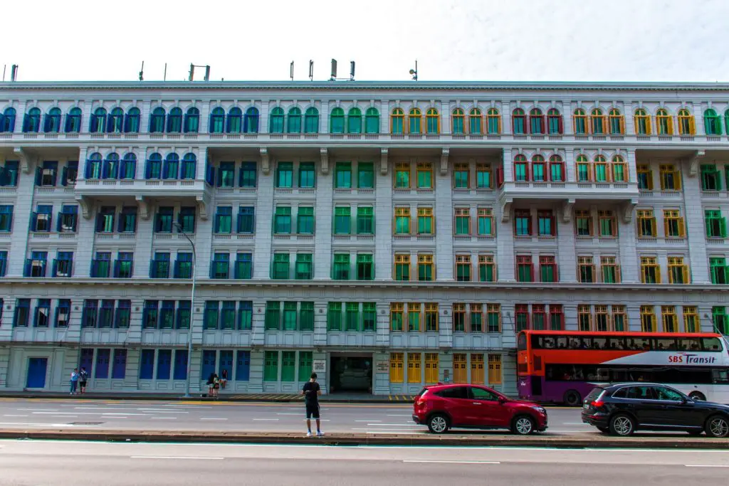 Colourful windows of modern architecture in Singapore