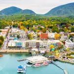 Birds Eye view of Downtown Bar Harbor, Maine